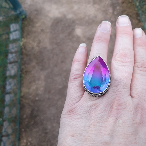 New Bi-Color Tourmaline 925 Silver Statement Ring. - Picture 8 of 11